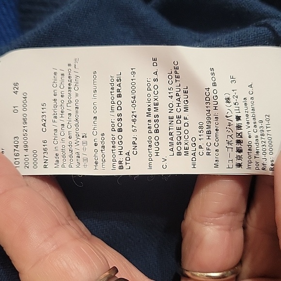 HUGO Men's Two-Tone Blue Crewneck Sweater, Cotton/silk/cashmere. Size S - Picture 4 of 4